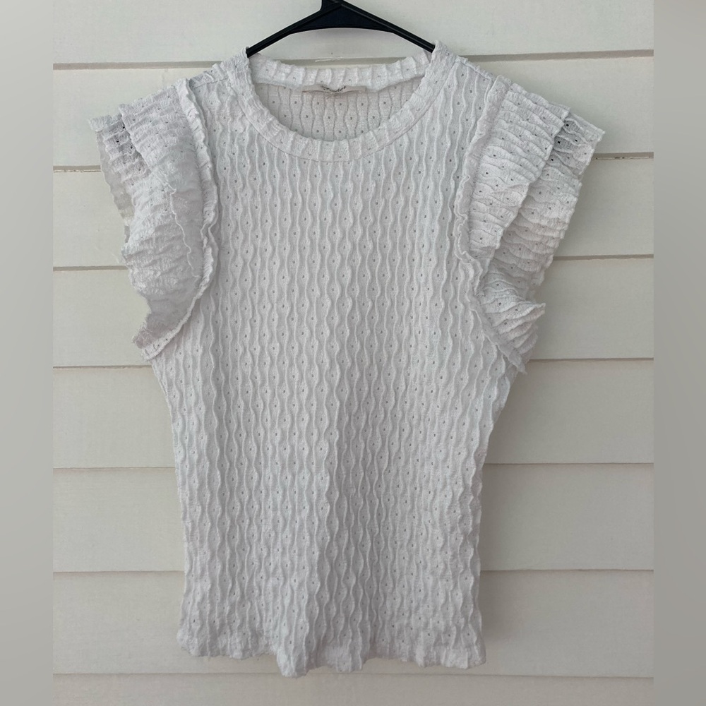 Atelier by Kirious | Eyelet Ruffle White Blouse Size Small